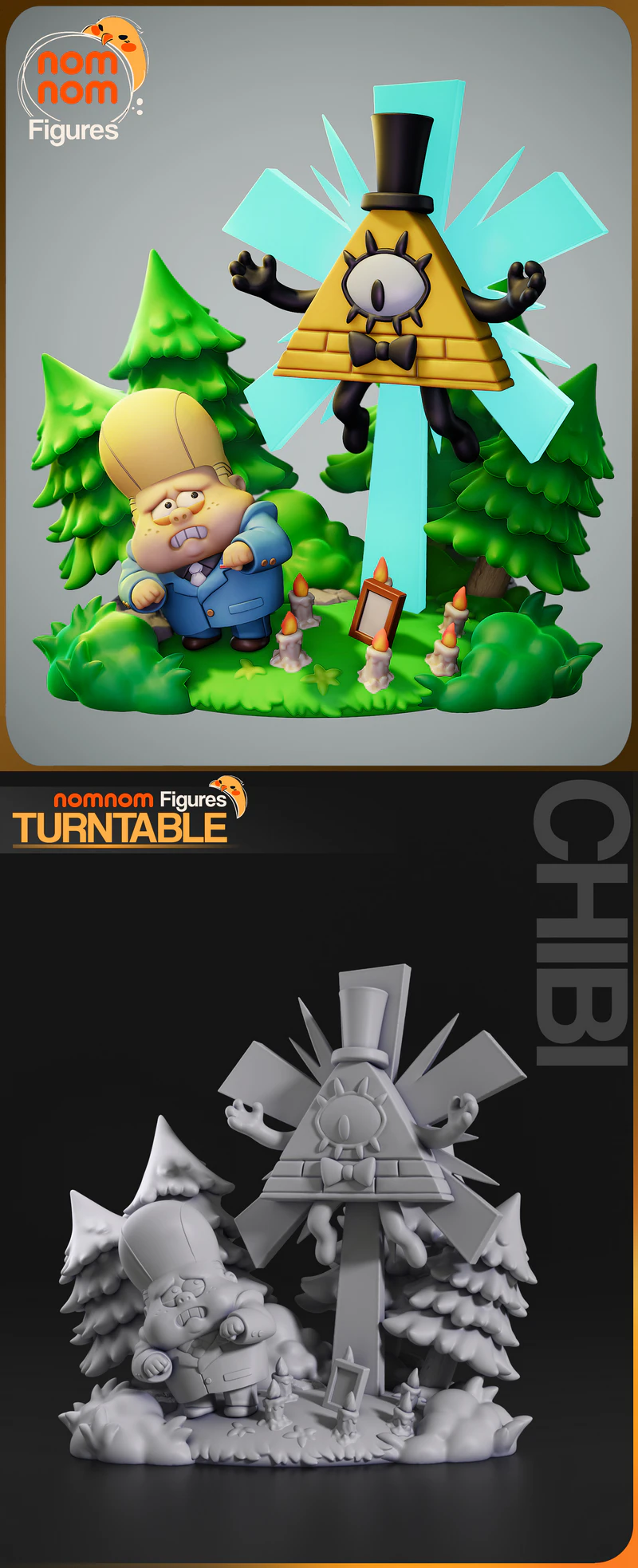 Chibi Bill Cypher 3D Printable STL Figure for Gravity Falls Fans STL model for 3D printing