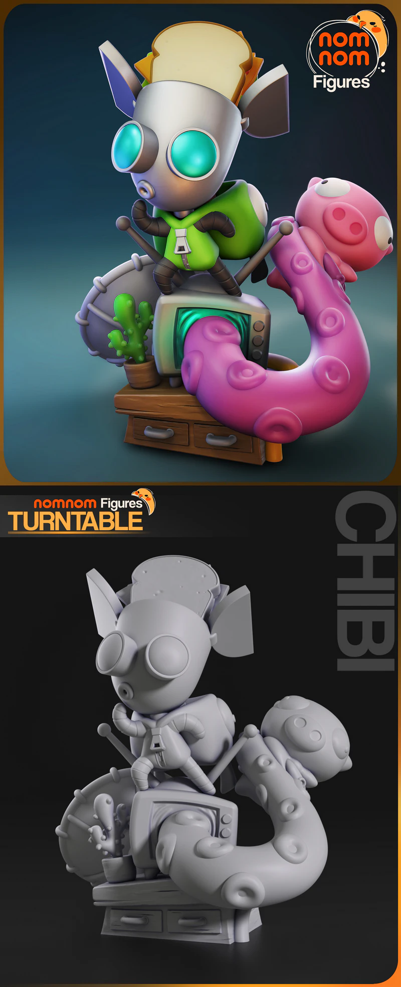 Chibi Gir 3D Printable STL Figure for Invader Zim Fans STL model for 3D printing
