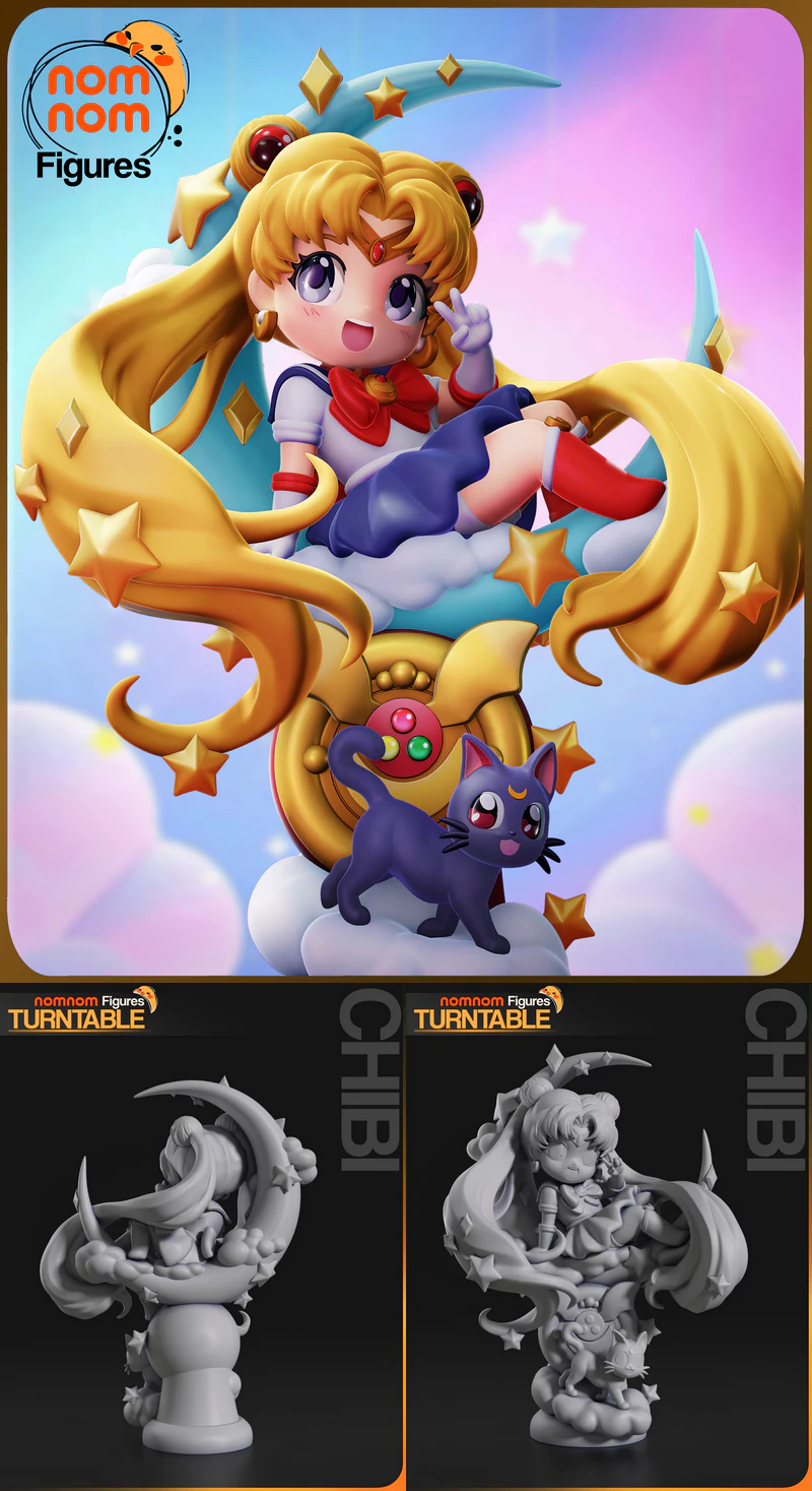 Chibi Sailor Moon 3D Printable STL Figure STL model for 3D printing