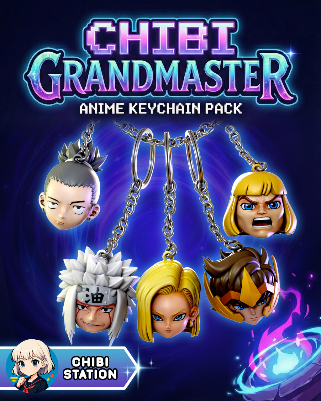 Anime KeyChain Pack STL model for 3D printing
