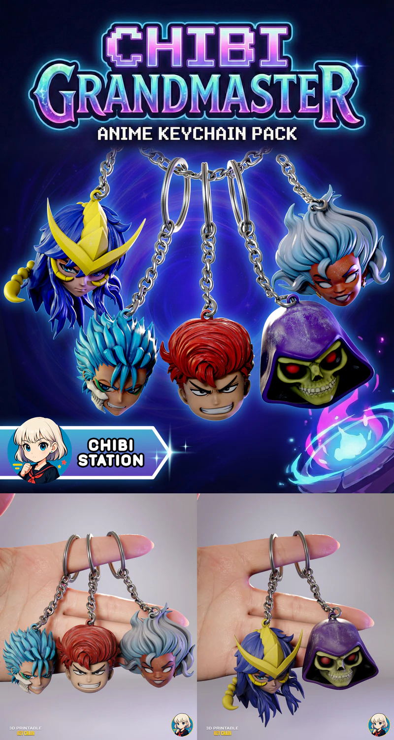 Anime KeyChain Pack STL model for 3D printing