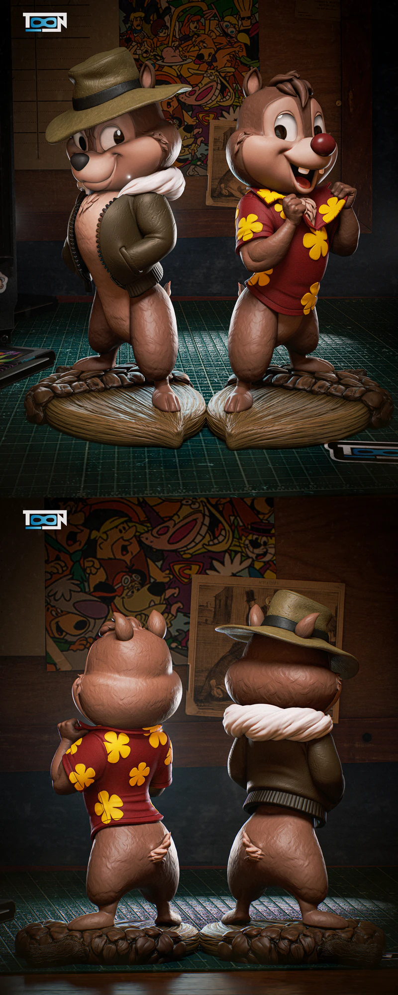 Chip and Dale Squirrel Miniature STL File for 3D Printing STL model for 3D printing
