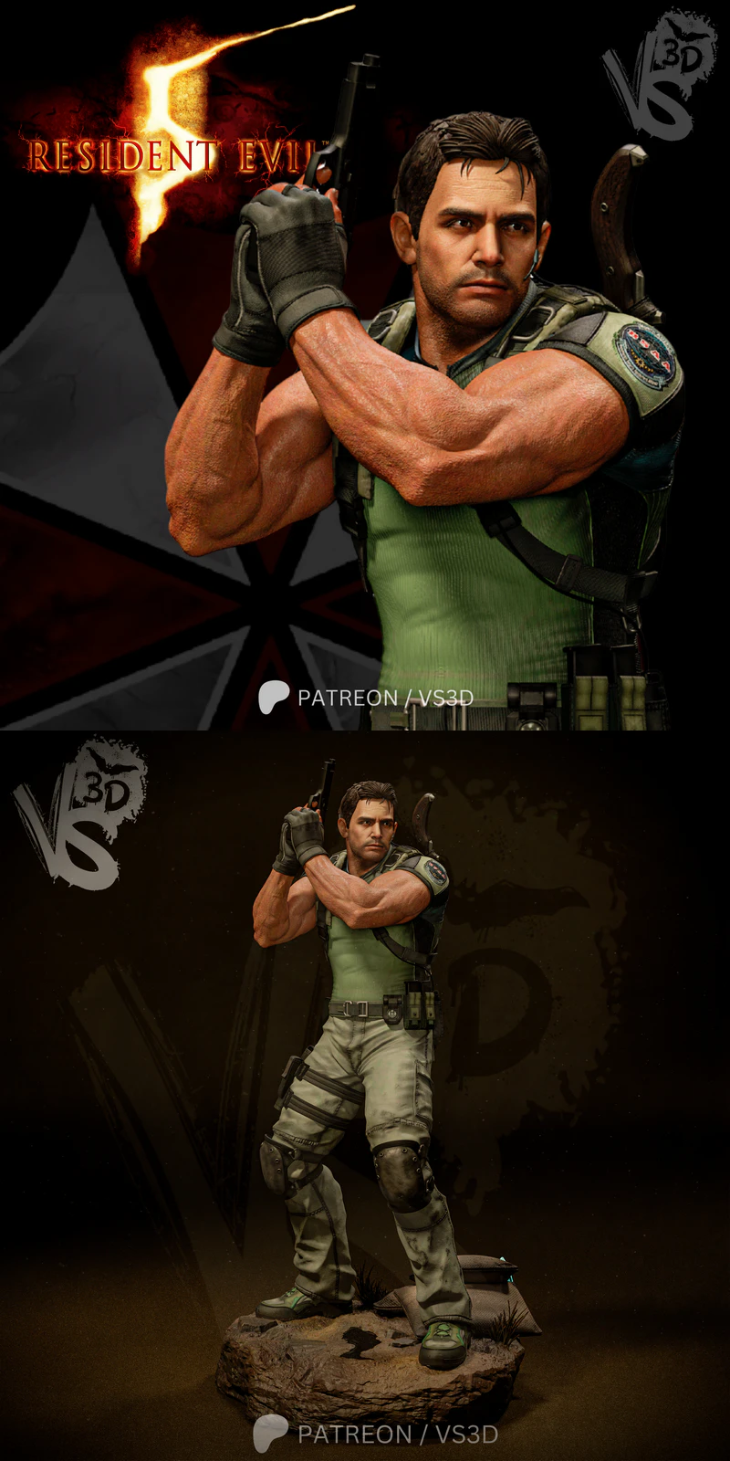 Chris Redfield Resident Evil 5 3D Printable STL File STL model for 3D printing
