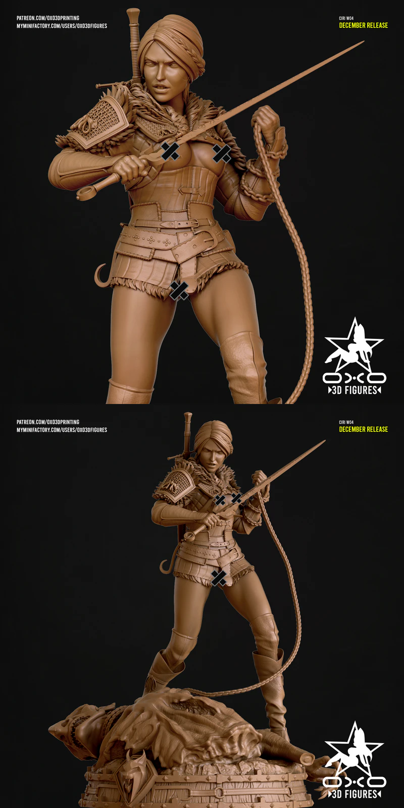 Ciri Witcher 04 Extra STL 3D Printable Figure Miniature STL model for 3D printing