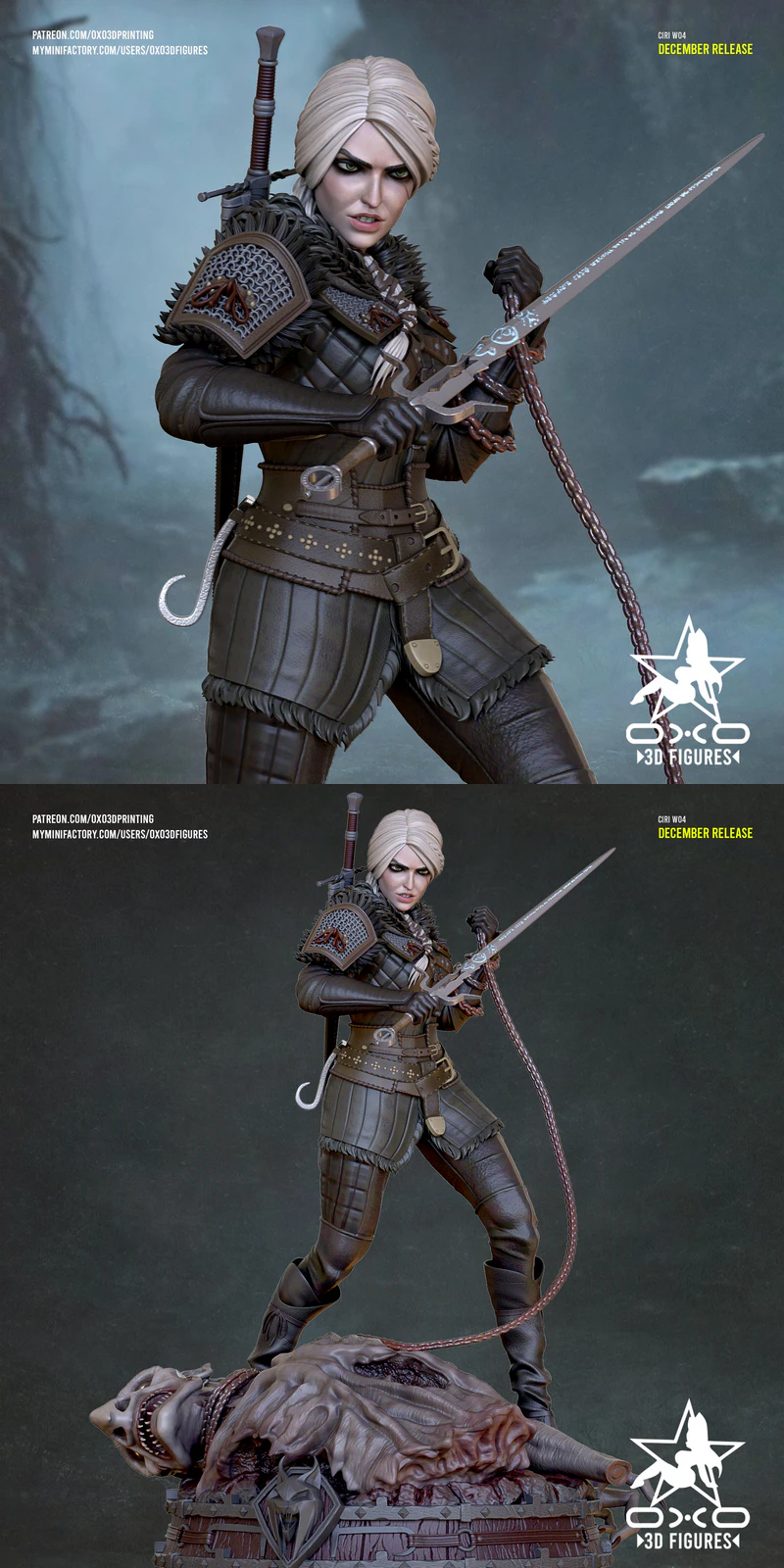 Ciri Witcher 04 3D Printable Figure STL File STL model for 3D printing