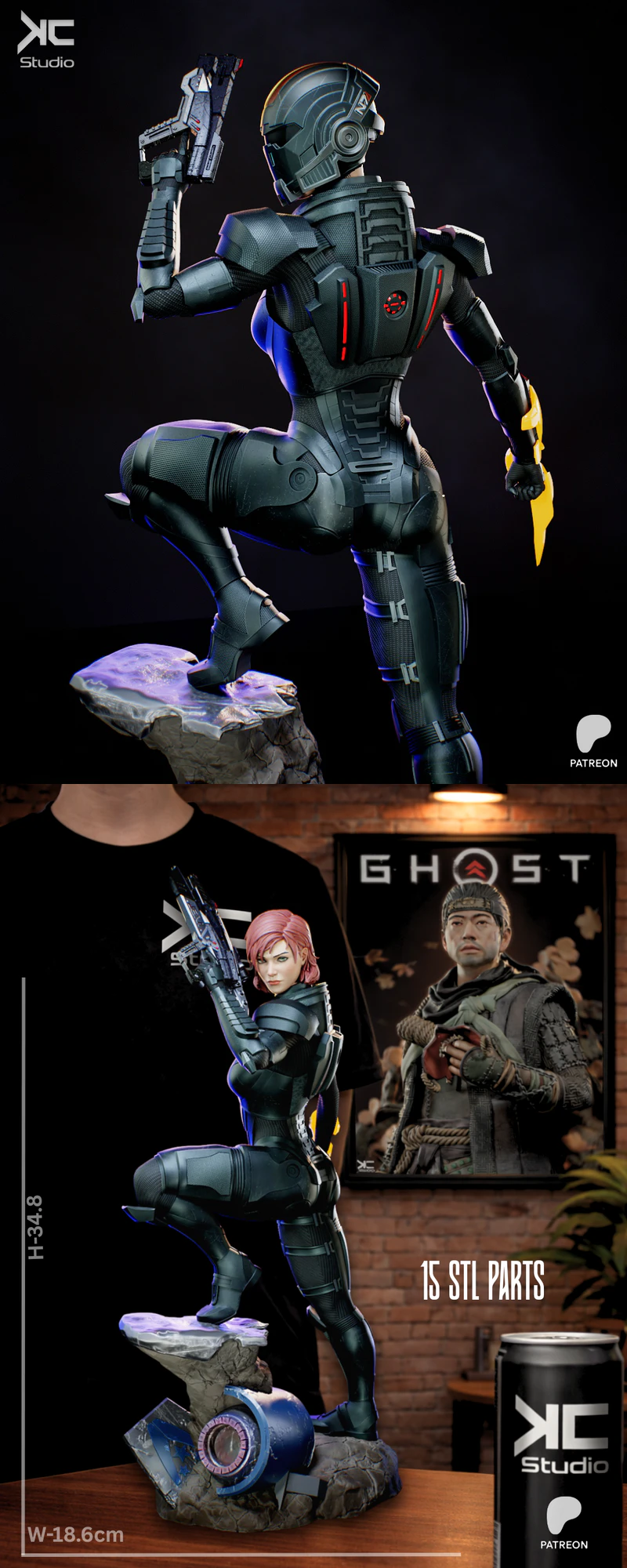 Commander Shepard – Mass Effect fanart STL model for 3D printing