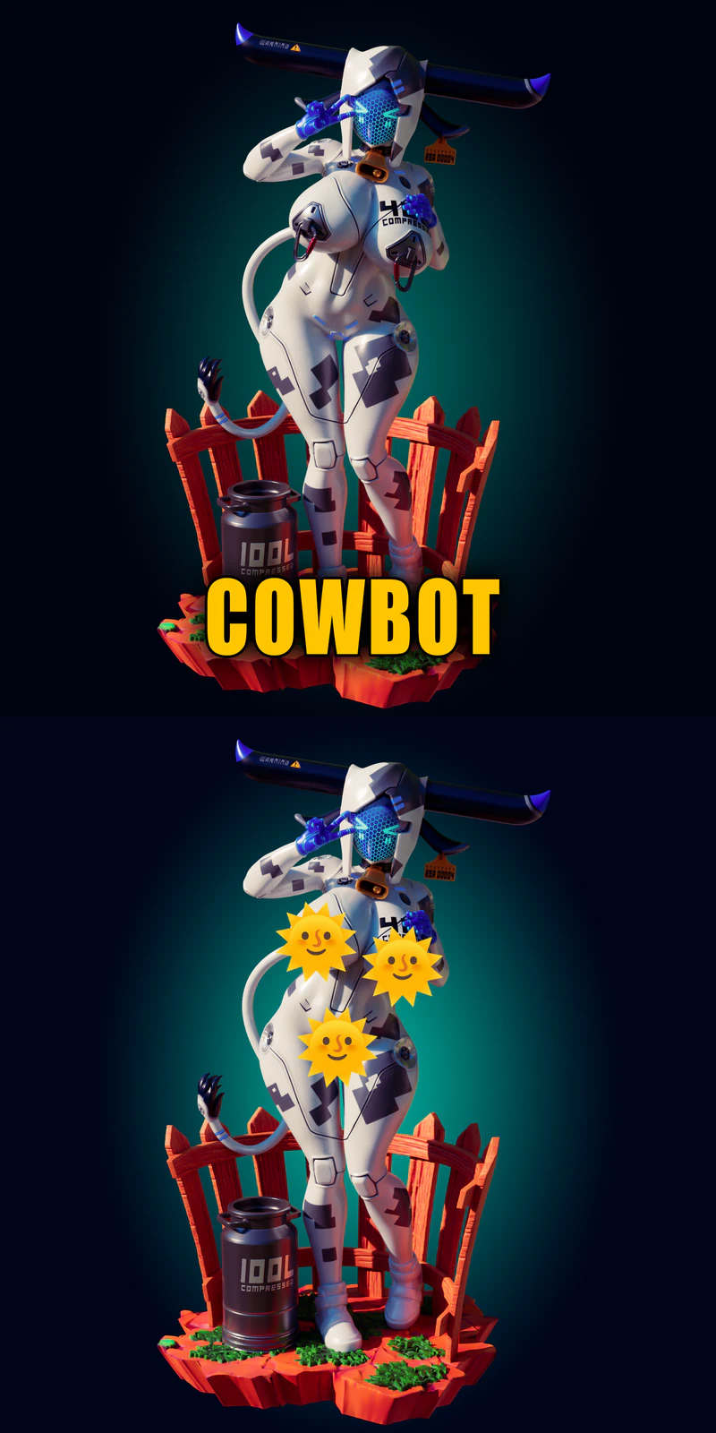 Cowbot Mecha Girl 3D Printable STL Figure STL model for 3D printing