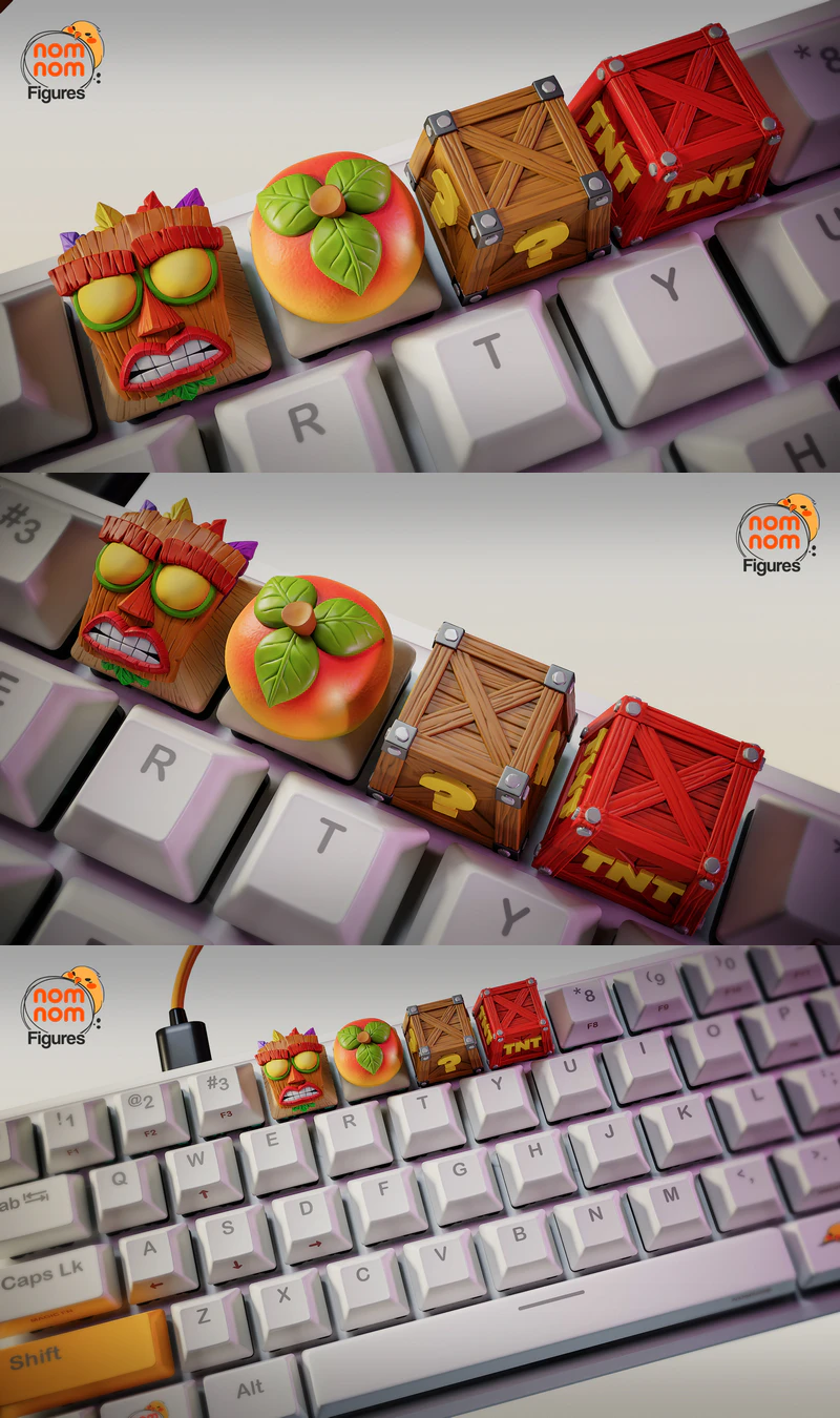 Crash Bandicoot Keycaps STL model for 3D printing