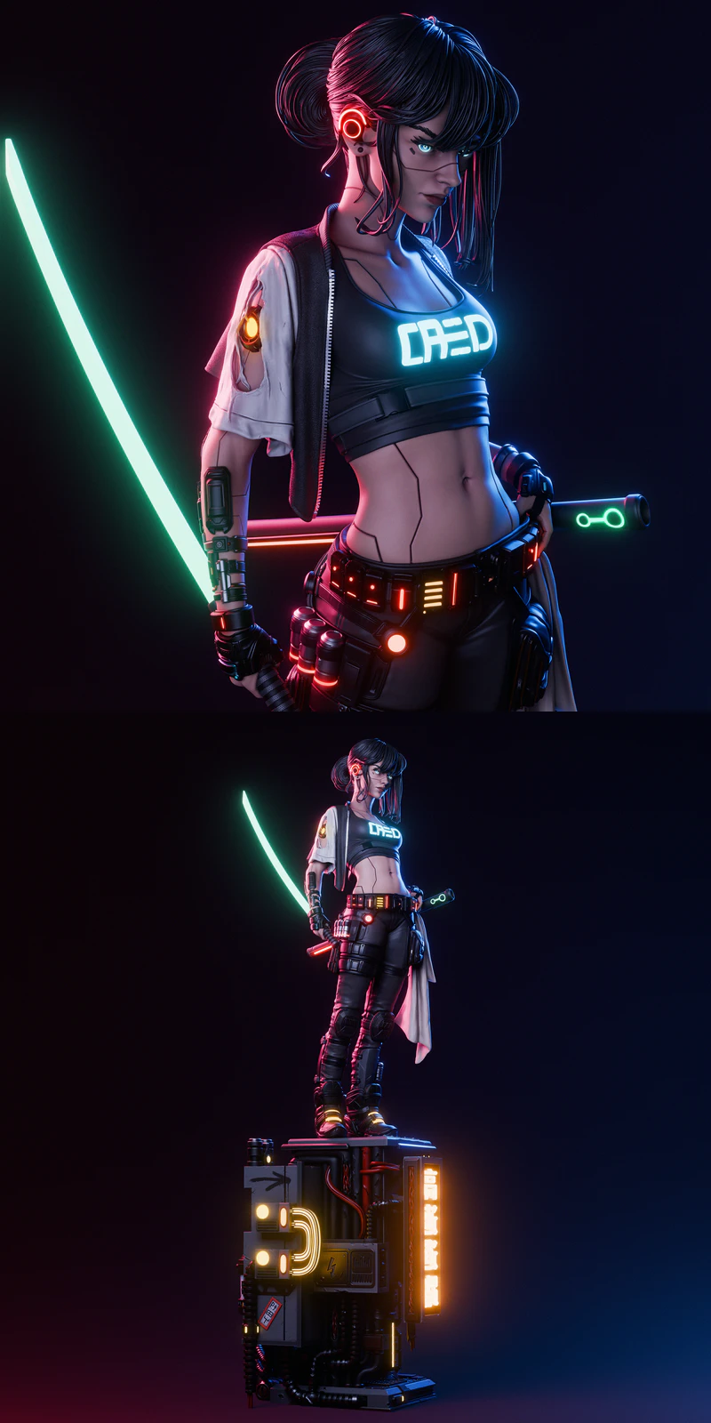 Cyber Samurai STL model for 3D printing
