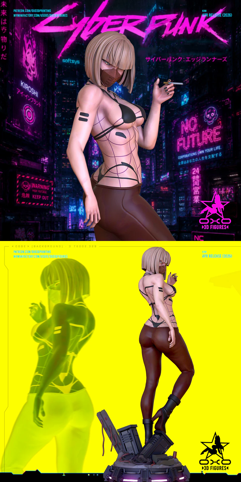 Cyberpunk Kiwi Miniature Figure STL model for 3D printing