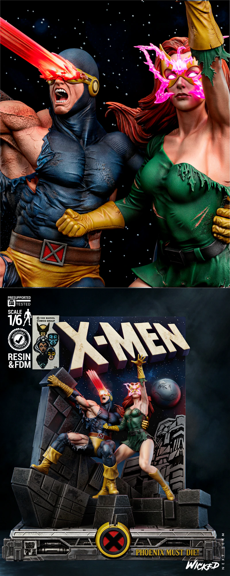 Cyclops and Jean Gray Diorama STL model for 3D printing