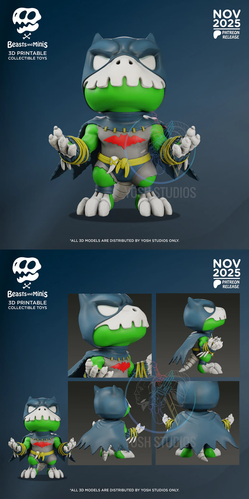 DINO BATMAN 3D Printable STL File STL model for 3D printing