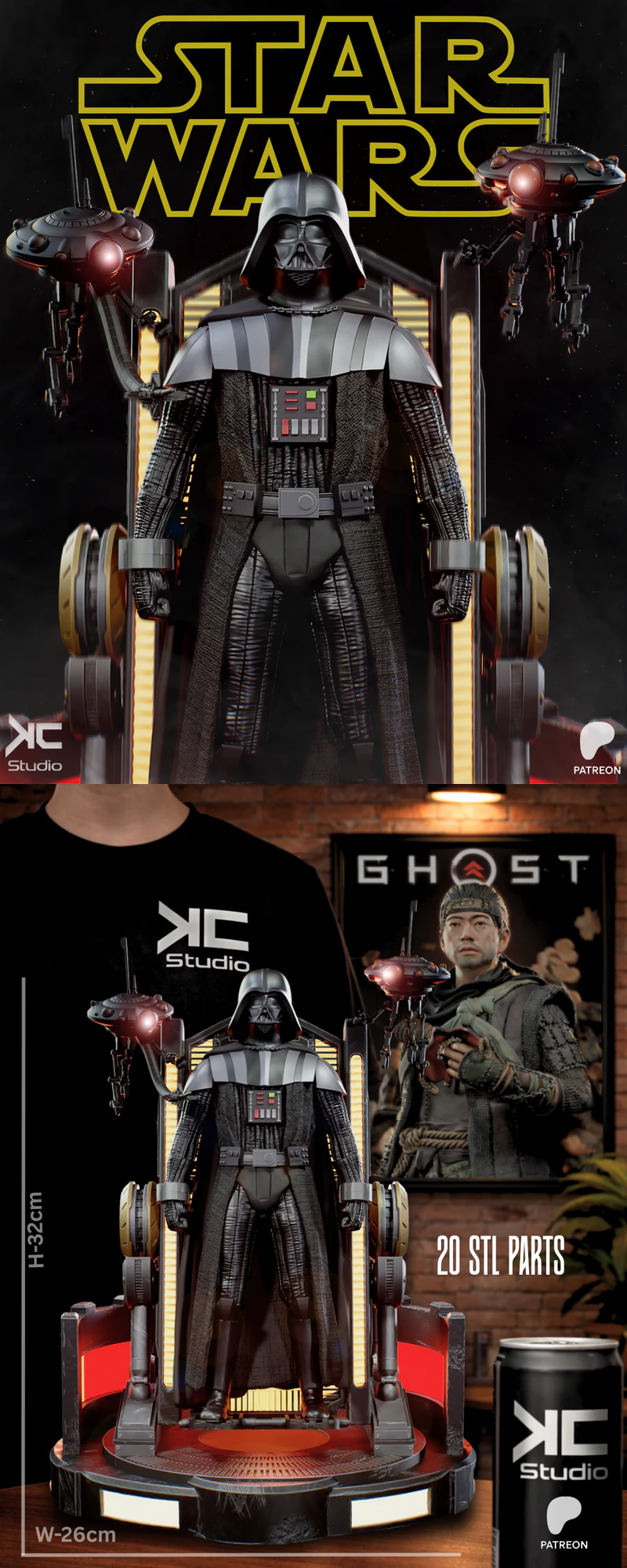 Darth Vader 3D Printable STL Model – Star Wars STL model for 3D printing