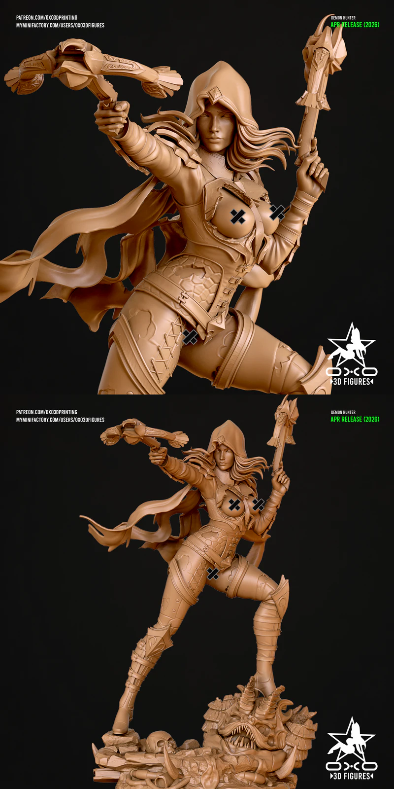Demon Hunter Miniature Figure Extra STL model for 3D printing