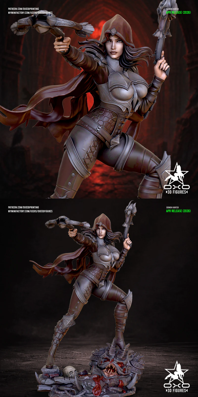 Demon Hunter Miniature Figure STL model for 3D printing