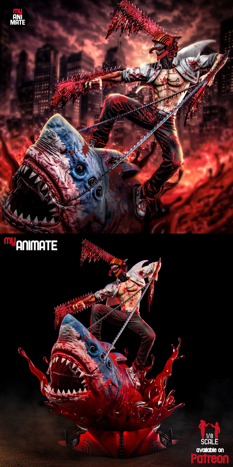 Denji and Shark Friend 3D Printable Miniature STL Model STL model for 3D printing