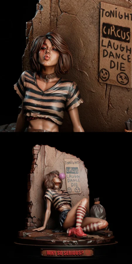 Depressed Female Clown STL model for 3D printing