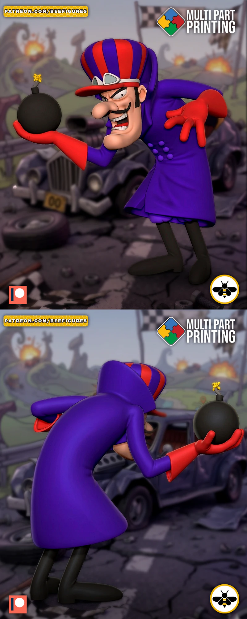 Dick Dastardly – Wacky Races STL model for 3D printing