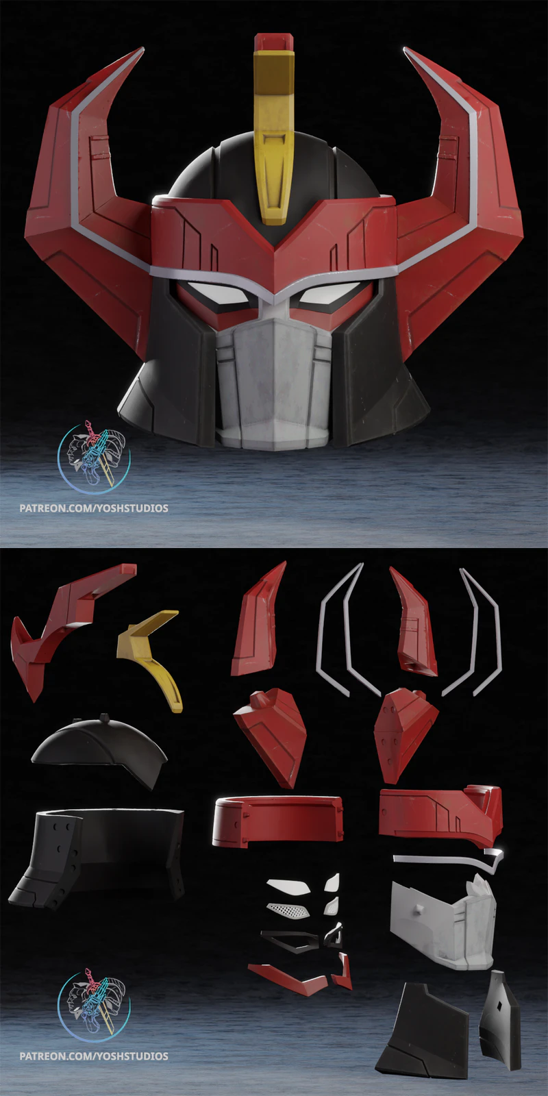Dino Megazord Helmet 3D Printable STL File for Cosplay STL model for 3D printing
