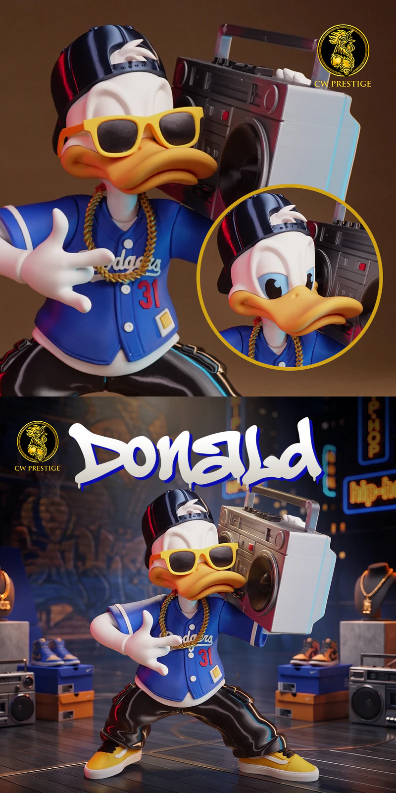 Donald Duck Urban Vibes Edition – Old School Hip-Hop STL model for 3D printing