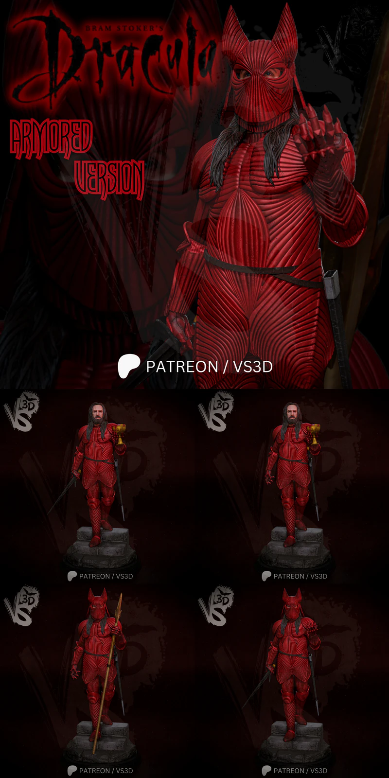 Dracula Armored STL 3D Printable Miniature STL model for 3D printing