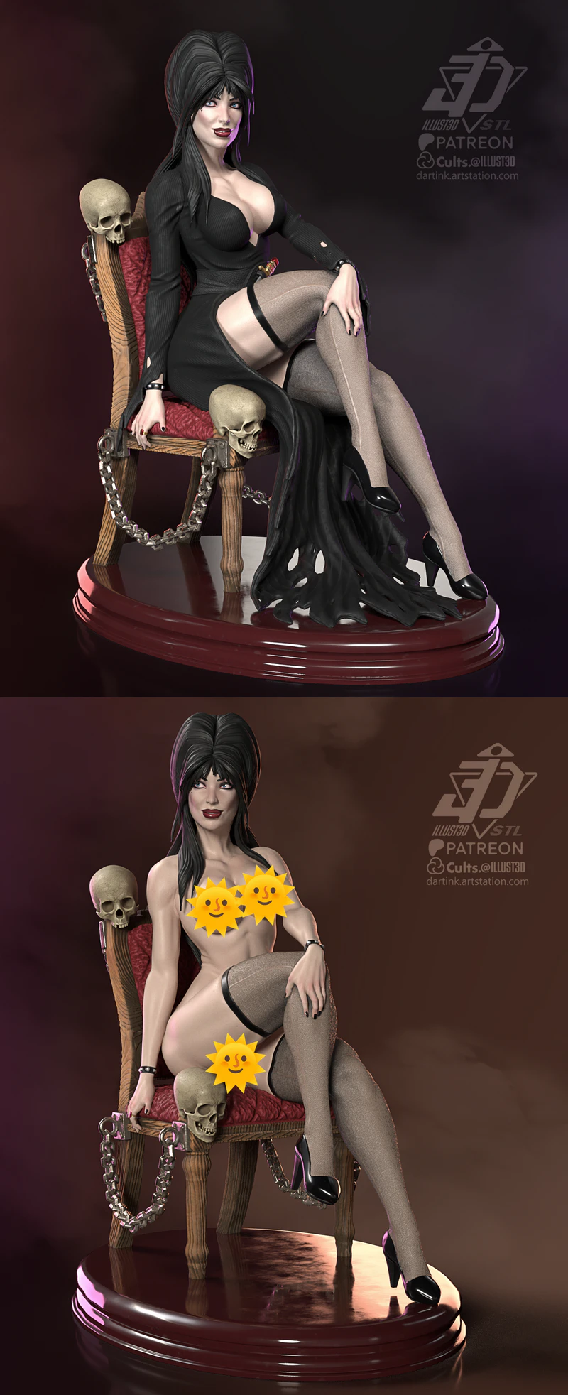 Elvira Mistress of the Dark Fanart 3D Printable STL Model STL model for 3D printing