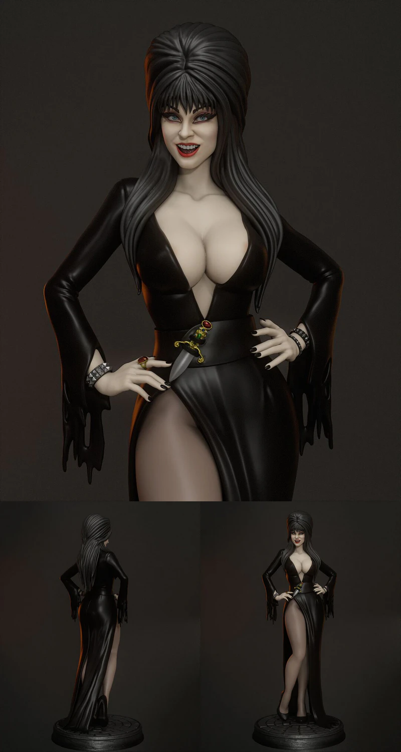 Elvira STL File for 3D Printer – Gothic Figure Miniature STL model for 3D printing