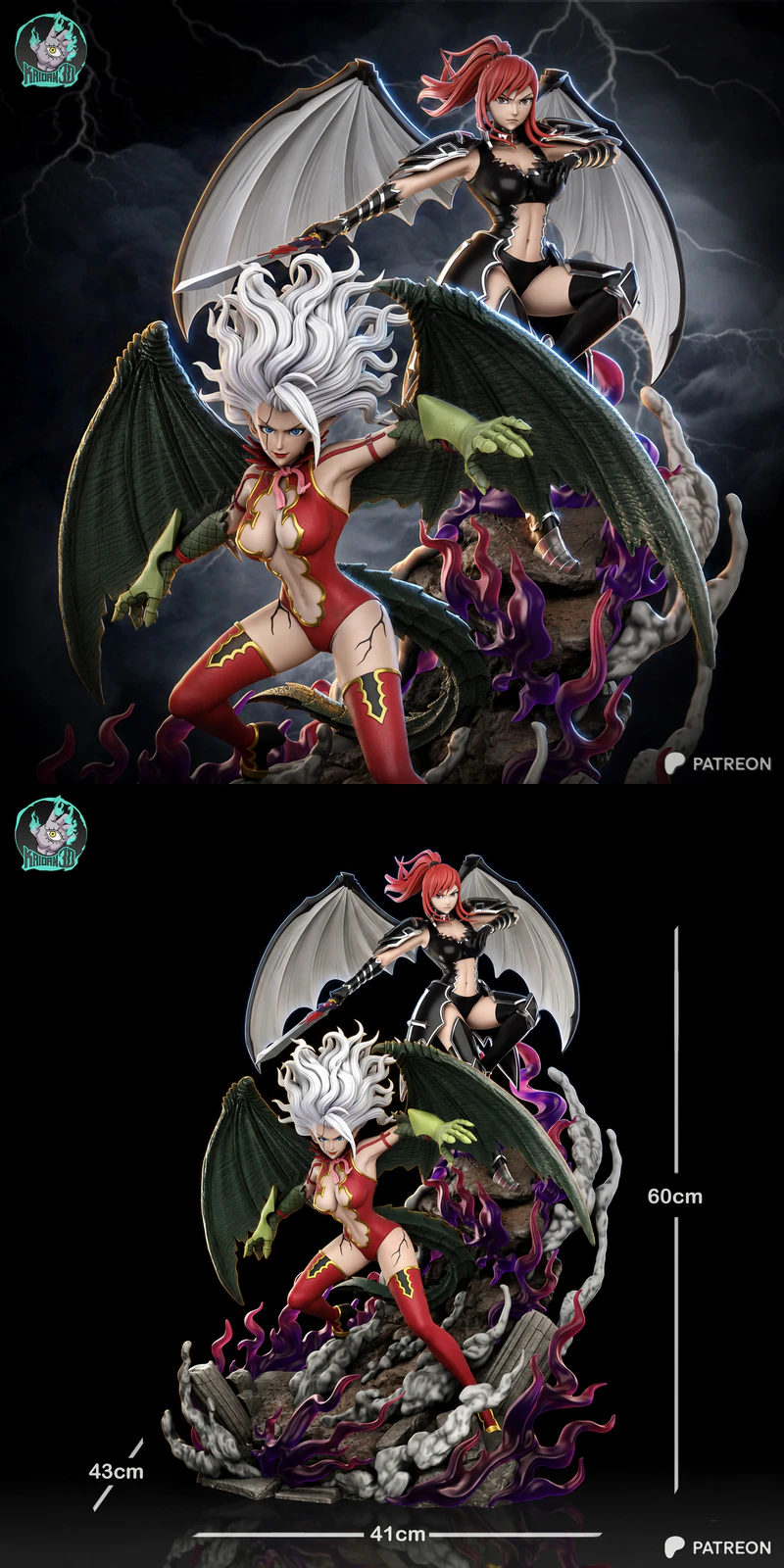 Erza x Mirajane STL model for 3D printing