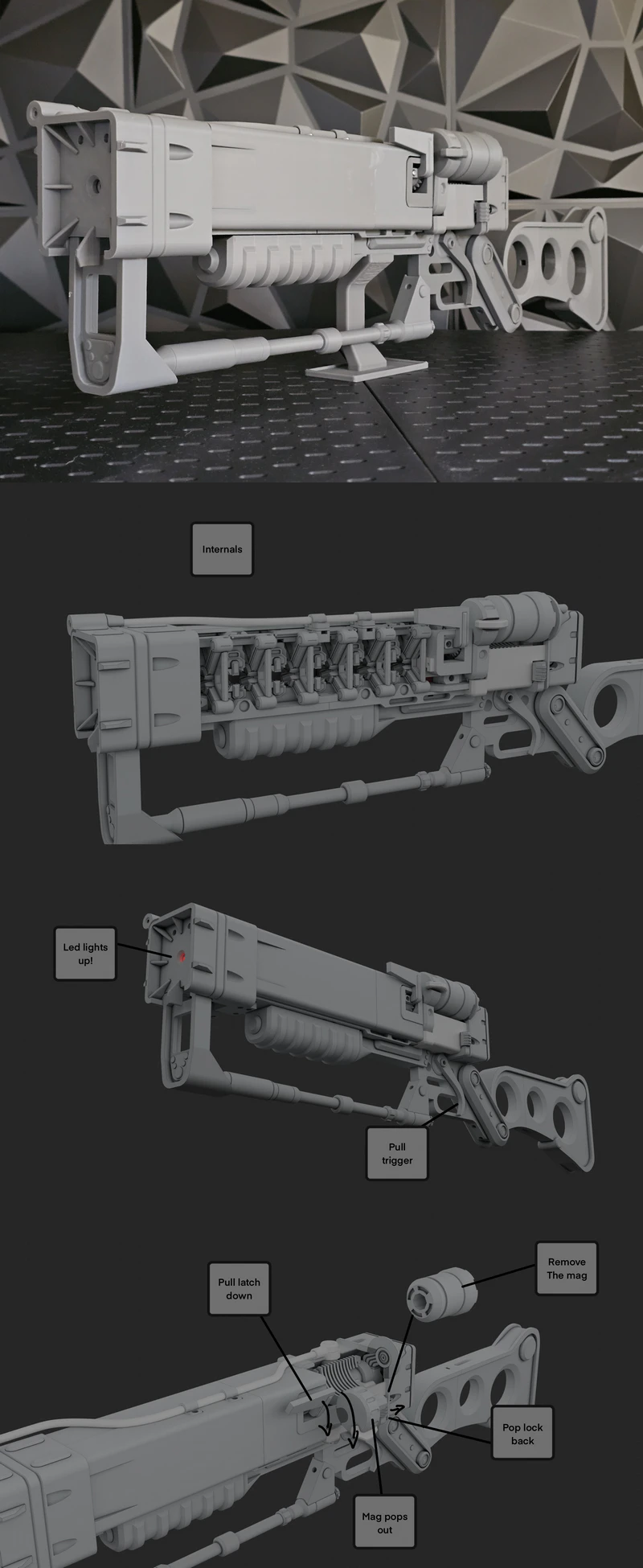 Fallout Laser Rifle STL Model STL model for 3D printing