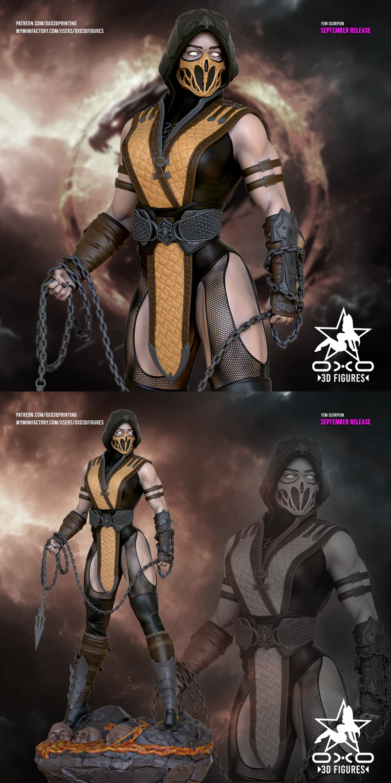 Female Scorpion Tabletop Miniature Figure STL model for 3D printing