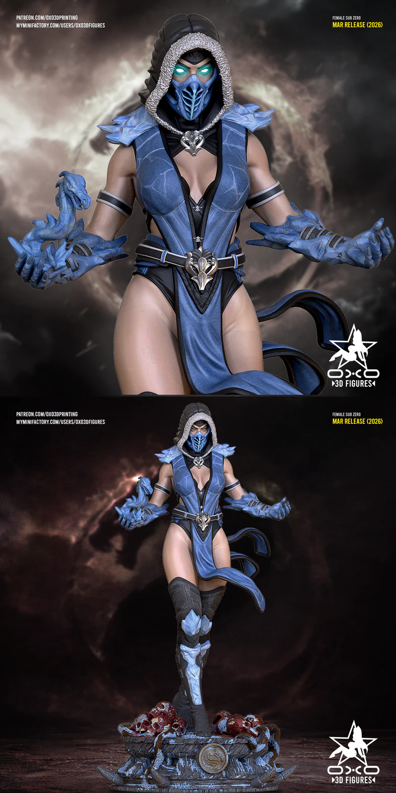 Female Sub Zero Miniature Figure STL model for 3D printing