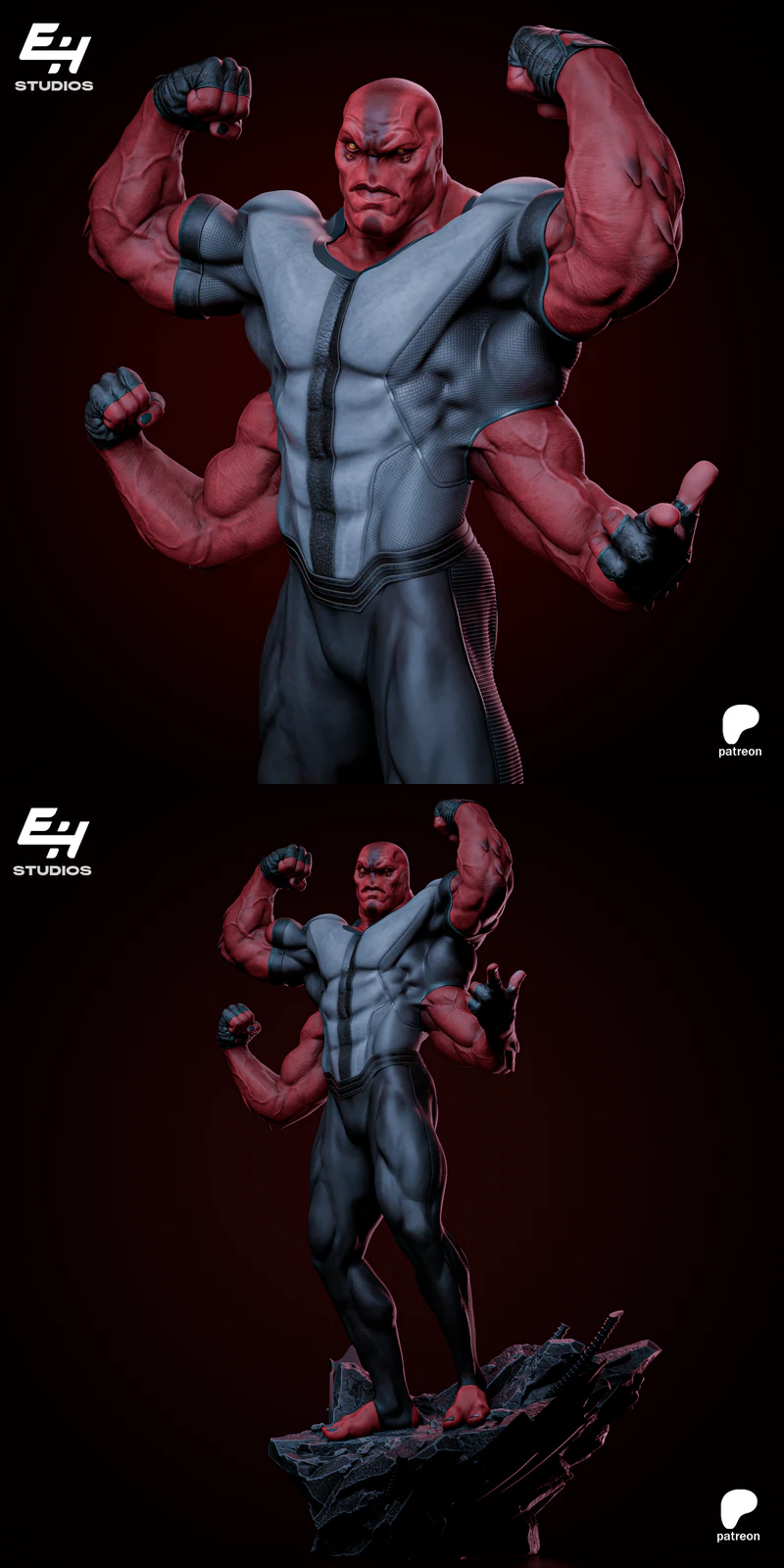 Four Arms STL model for 3D printing