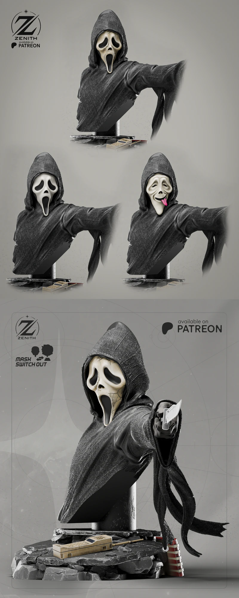 Ghostly Face Bust STL File for 3D Printing STL model for 3D printing