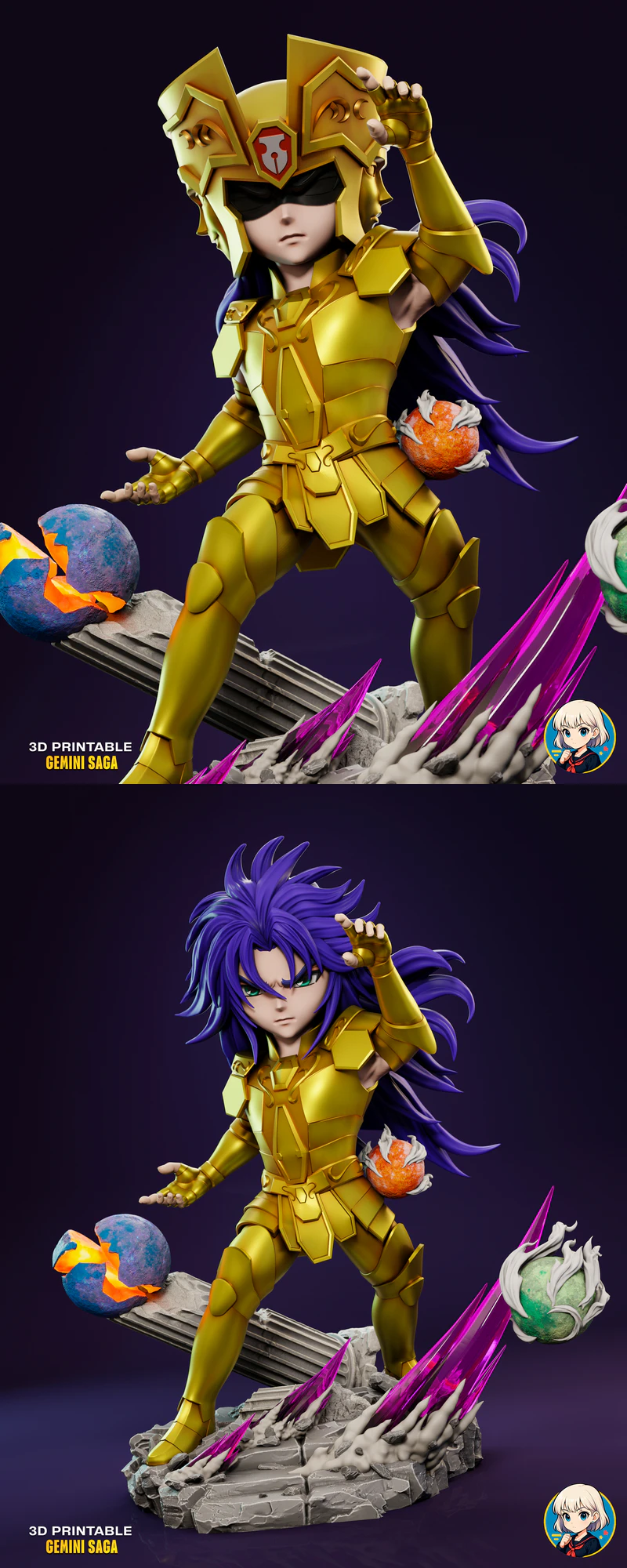 Gemini Saga Champion STL model for 3D printing