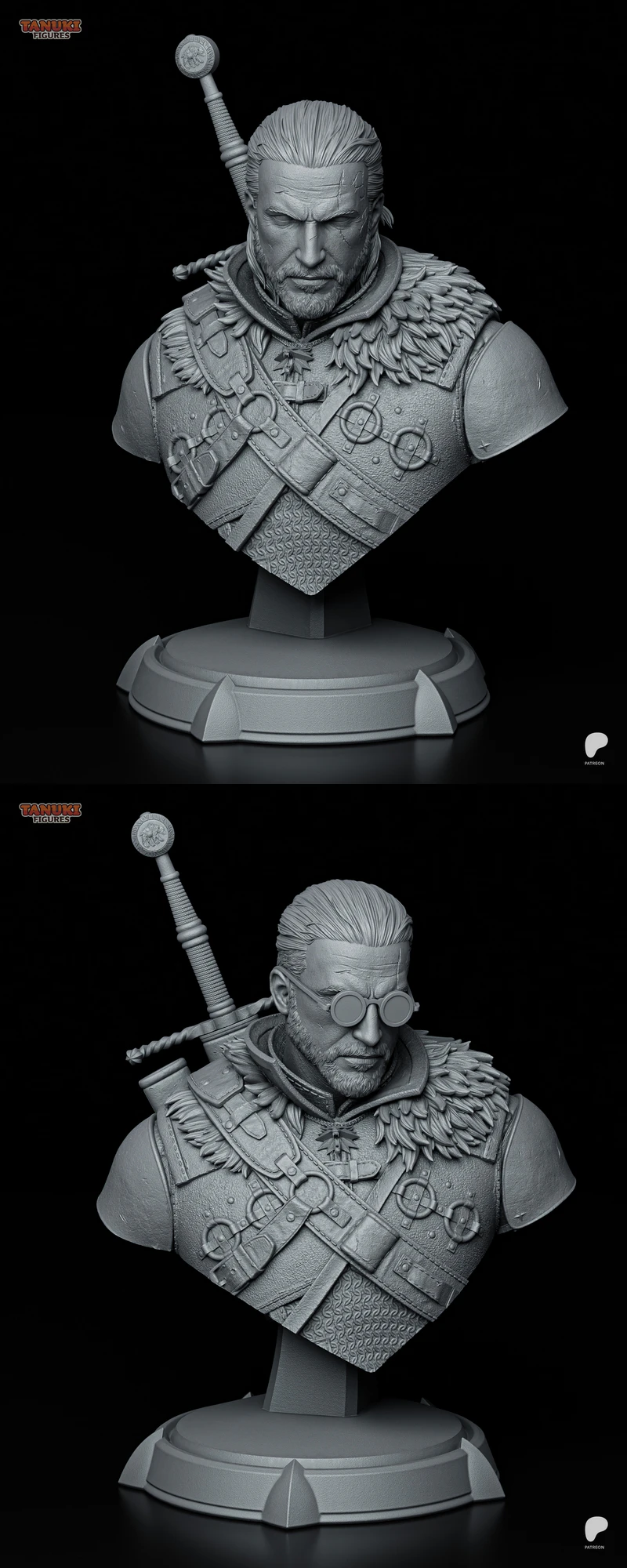 Geralt – The Witcher 3 – Bust STL for 3D Printers STL model for 3D printing