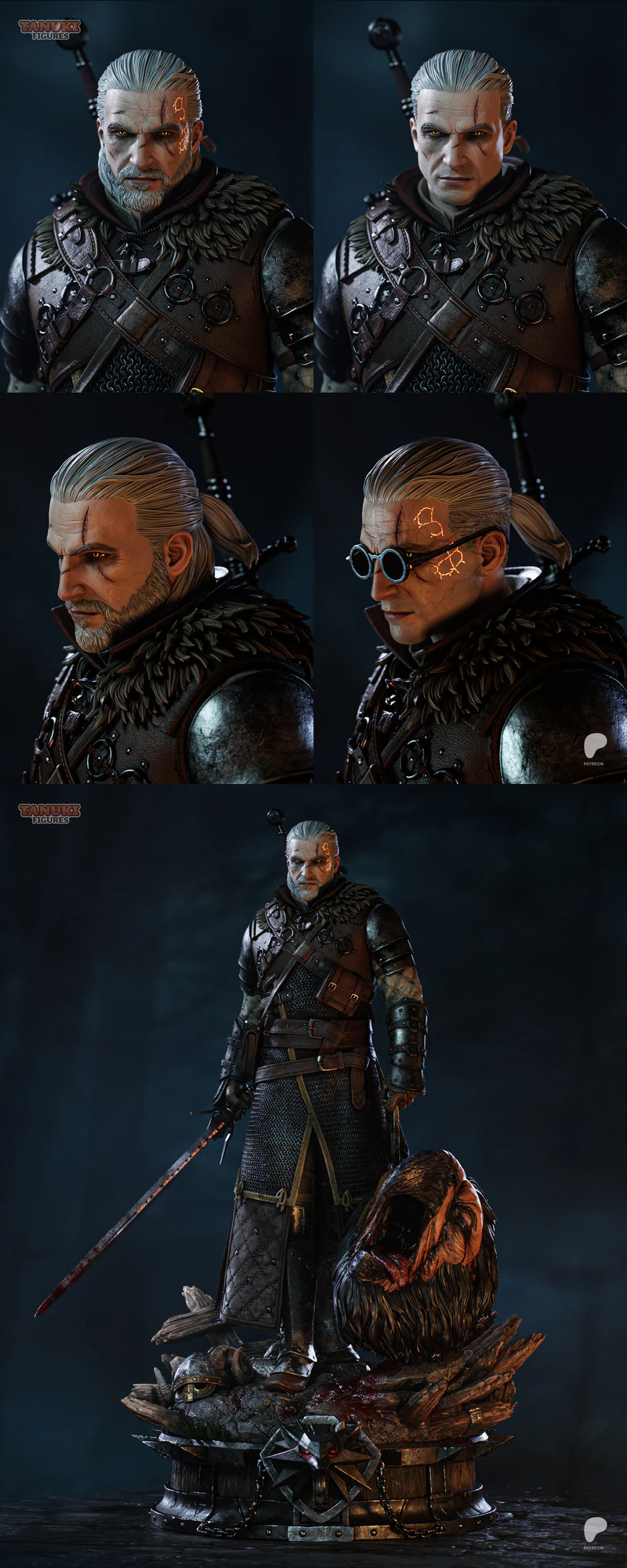 Geralt – The Witcher 3 STL 3D Printable Miniature Model STL model for 3D printing