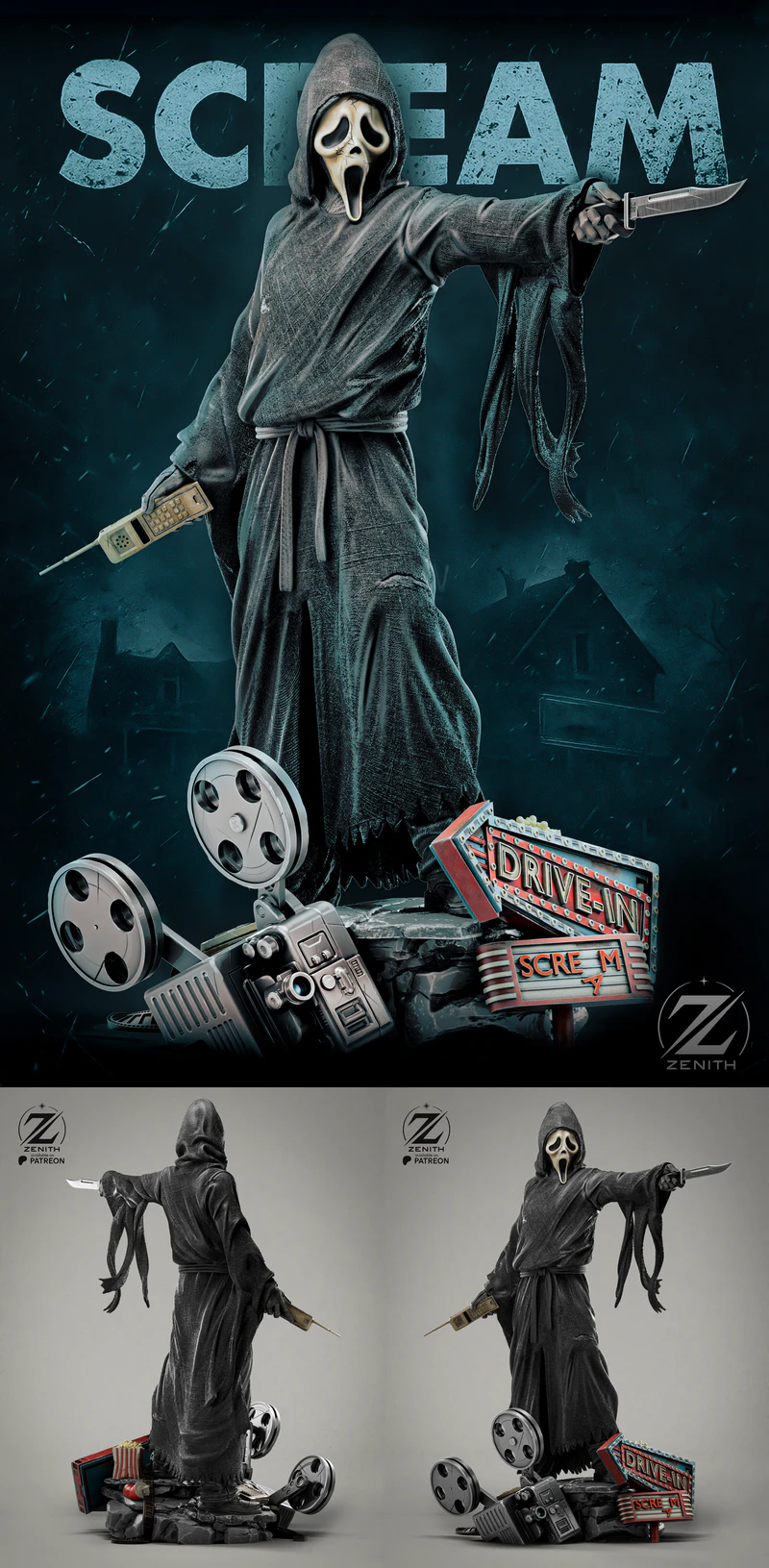 Ghostface Full Statue – Inspired by Classic Horror Cinema STL model for 3D printing