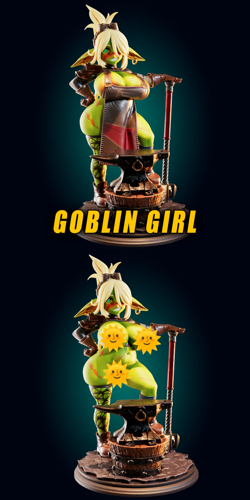 Goblin Girl Blacksmith Short and Stacked STL File for 3D Printing STL model for 3D printing