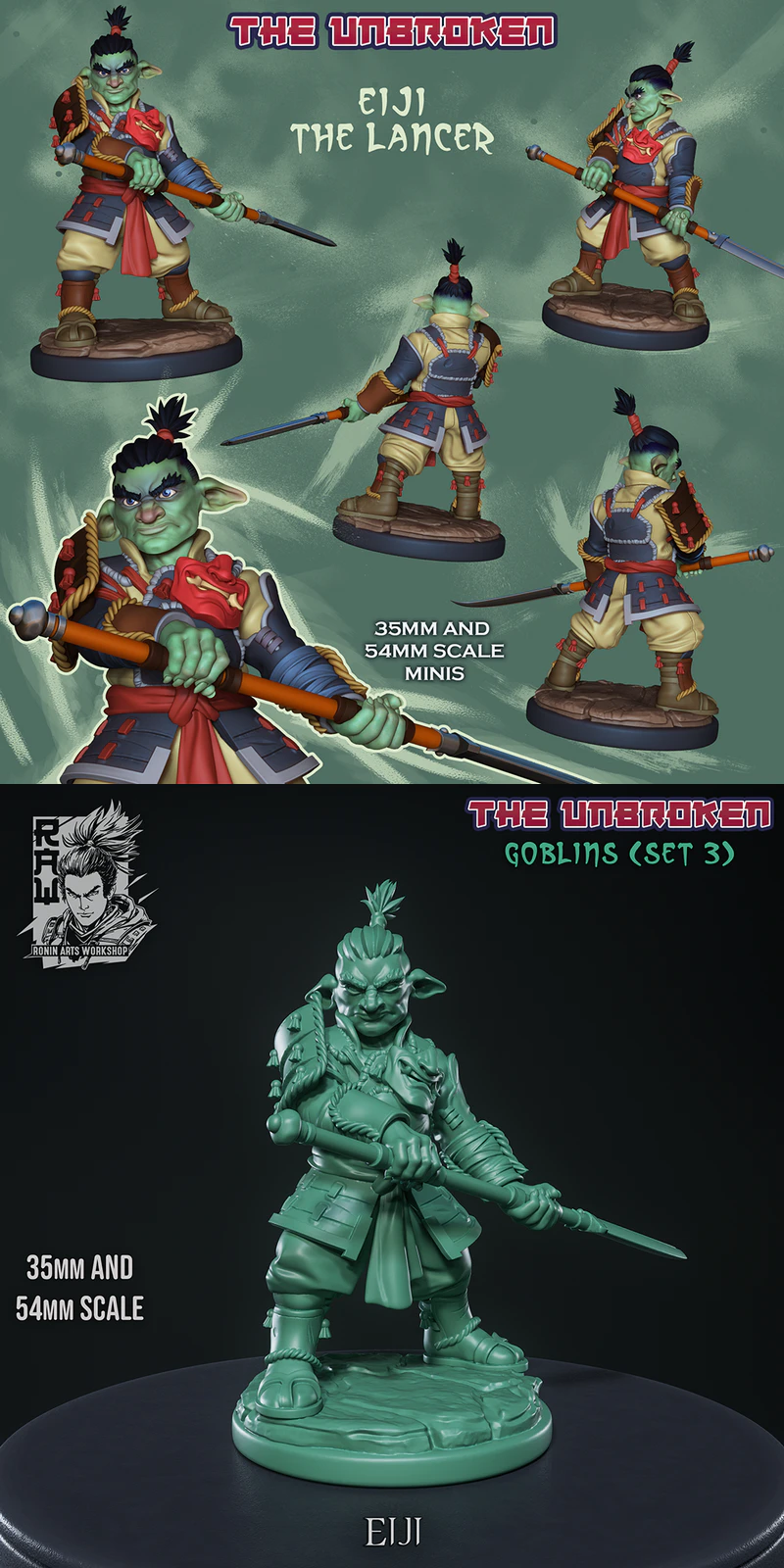 Eiji the Goblin Lancer 3D Printable Miniature STL File STL model for 3D printing