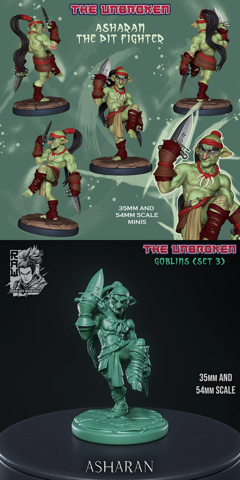 Asharan Goblin Pit Fighter 3D Printable Miniature STL File STL model for 3D printing