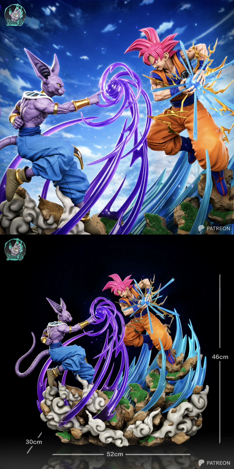 Goku vs Bills STL model for 3D printing