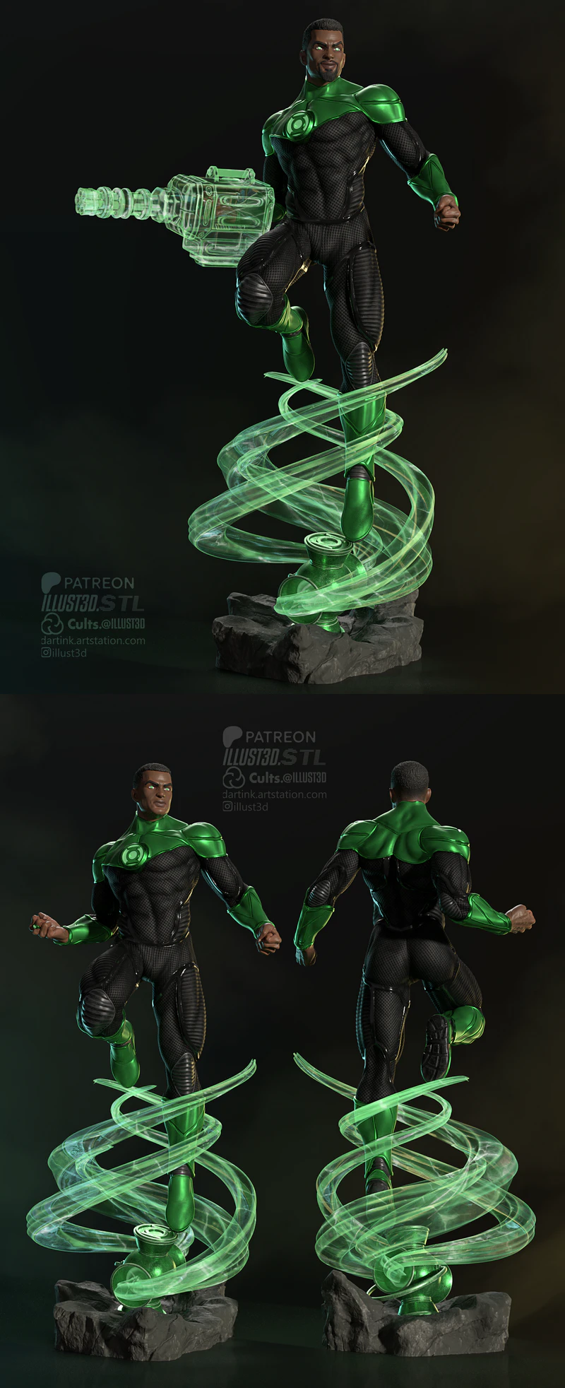 John Stewart Green Lantern 3D Printable STL Model STL model for 3D printing