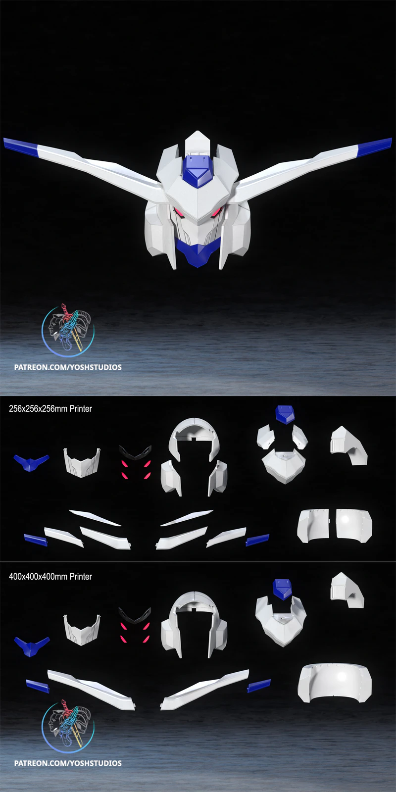 Gundam Bael Helmet STL File for 3D Printer STL model for 3D printing