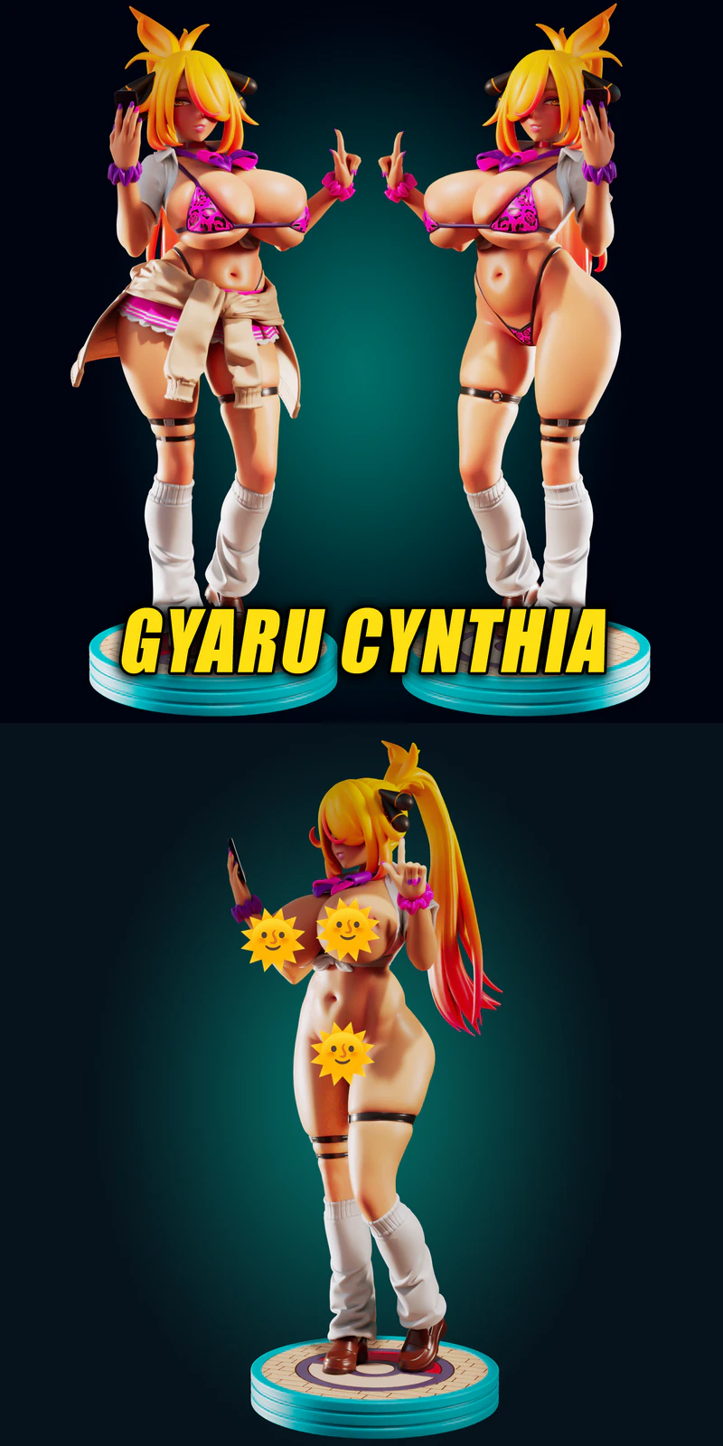 Gyaru Cynthia Pokemon Champion STL model for 3D printing