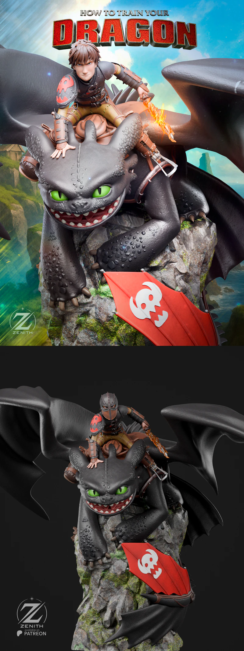 Hiccup and Toothless 3D Printable STL Model STL model for 3D printing
