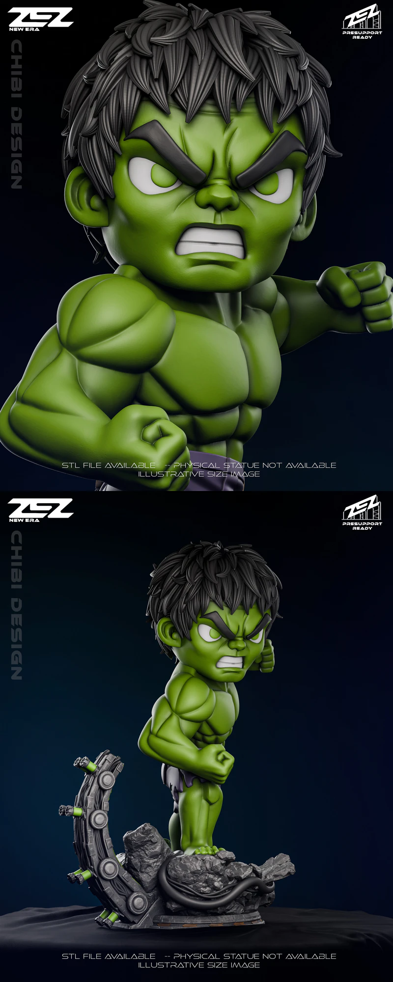 Hulk Chibi 3D Printable STL Model for Miniature STL model for 3D printing