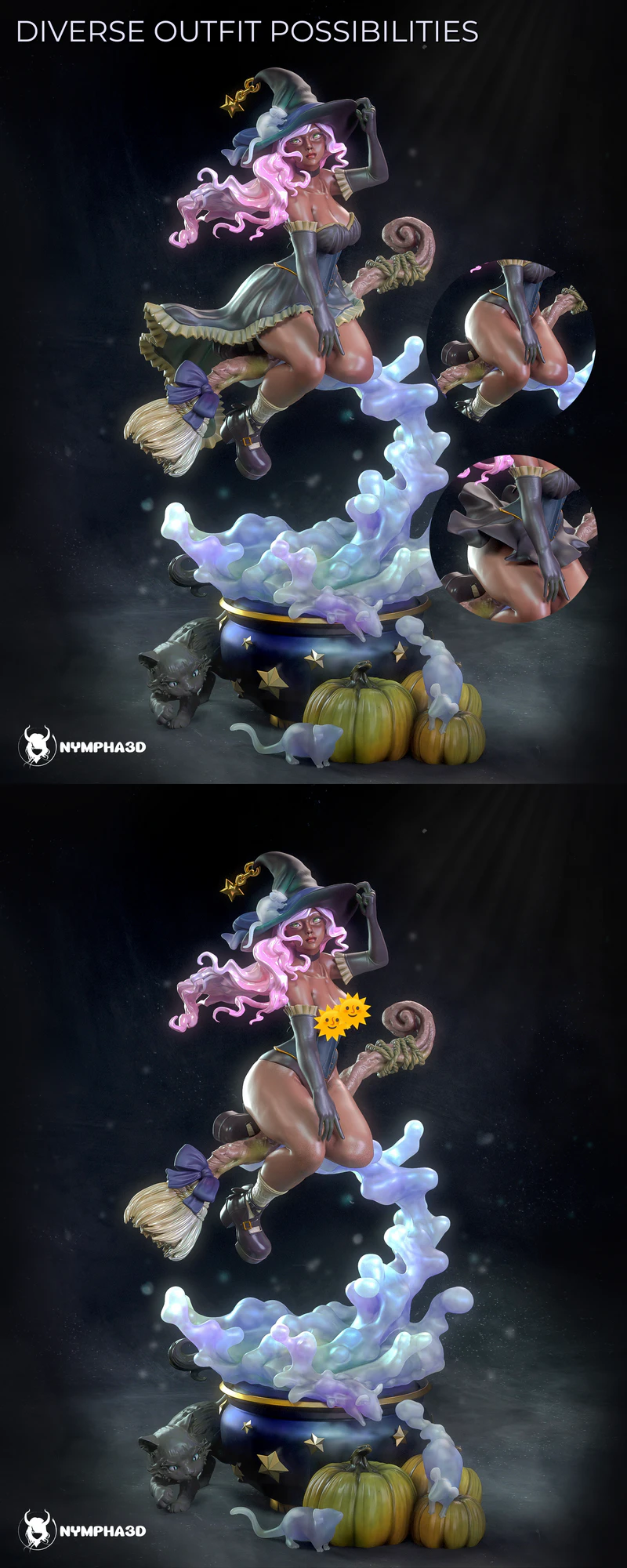 Witch STL File for 3D Printing – Halloween Miniature STL model for 3D printing