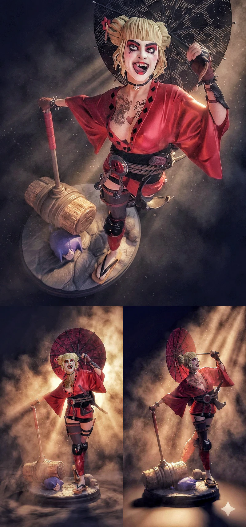 Geisha Harley Quinn STL Figure for 3D Printing STL model for 3D printing