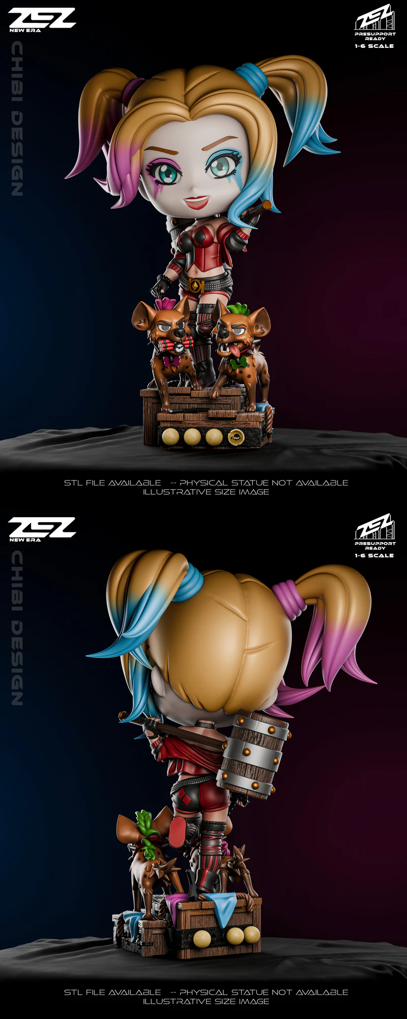 Harley Quinn Chibi STL Figure for 3D Printer STL model for 3D printing