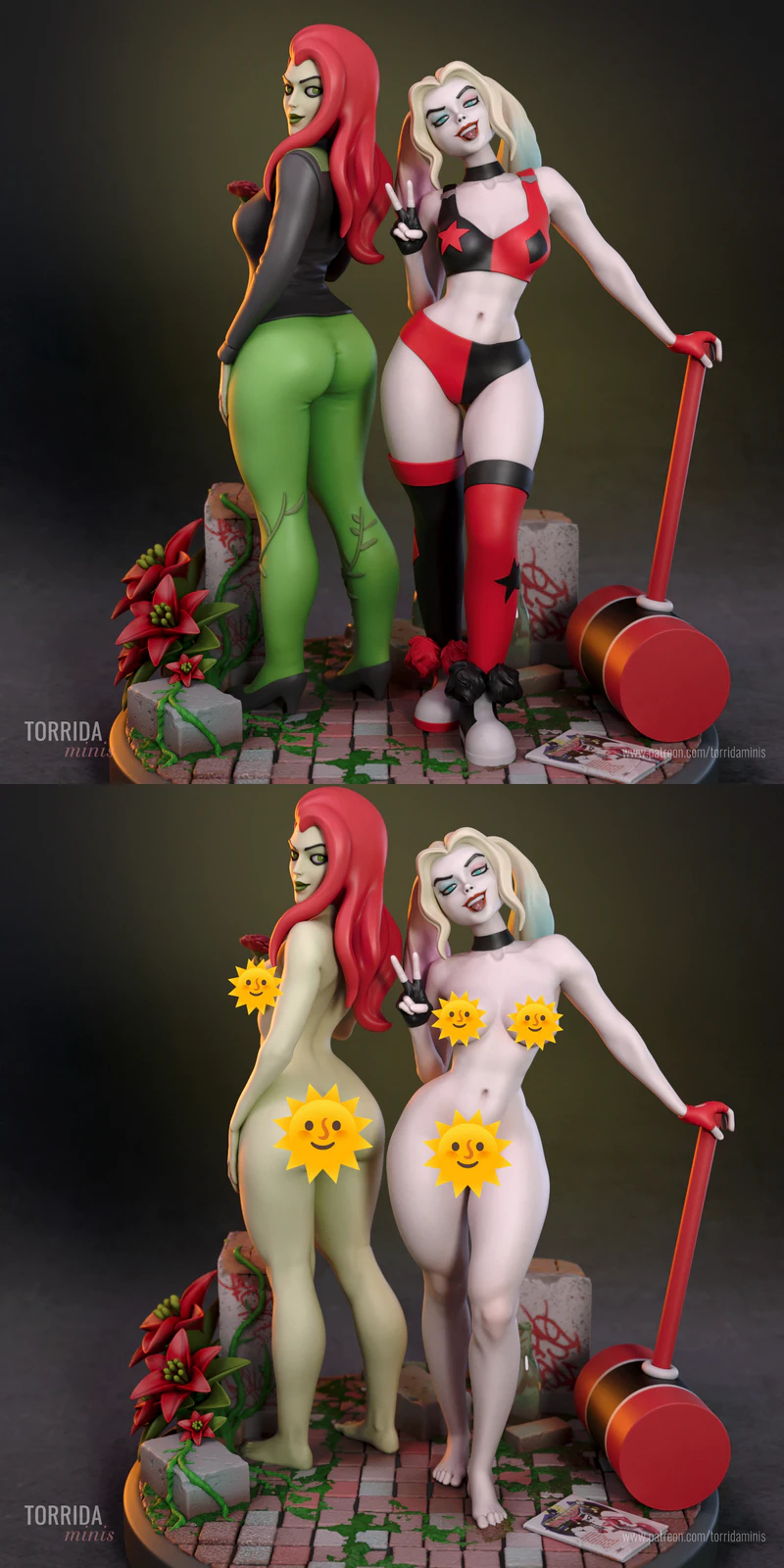 Harley Quinn and Poison Ivy STL model for 3D printing